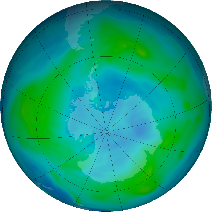 Antarctic ozone map for 30 January 2006